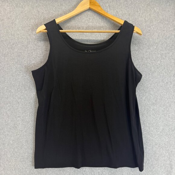 By Chicos Black Sleeveless Tank Top Round Neck Stretch Casual Size 2  / US Large - Picture 1 of 12